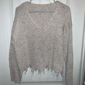 Cream, frayed confetti sweater